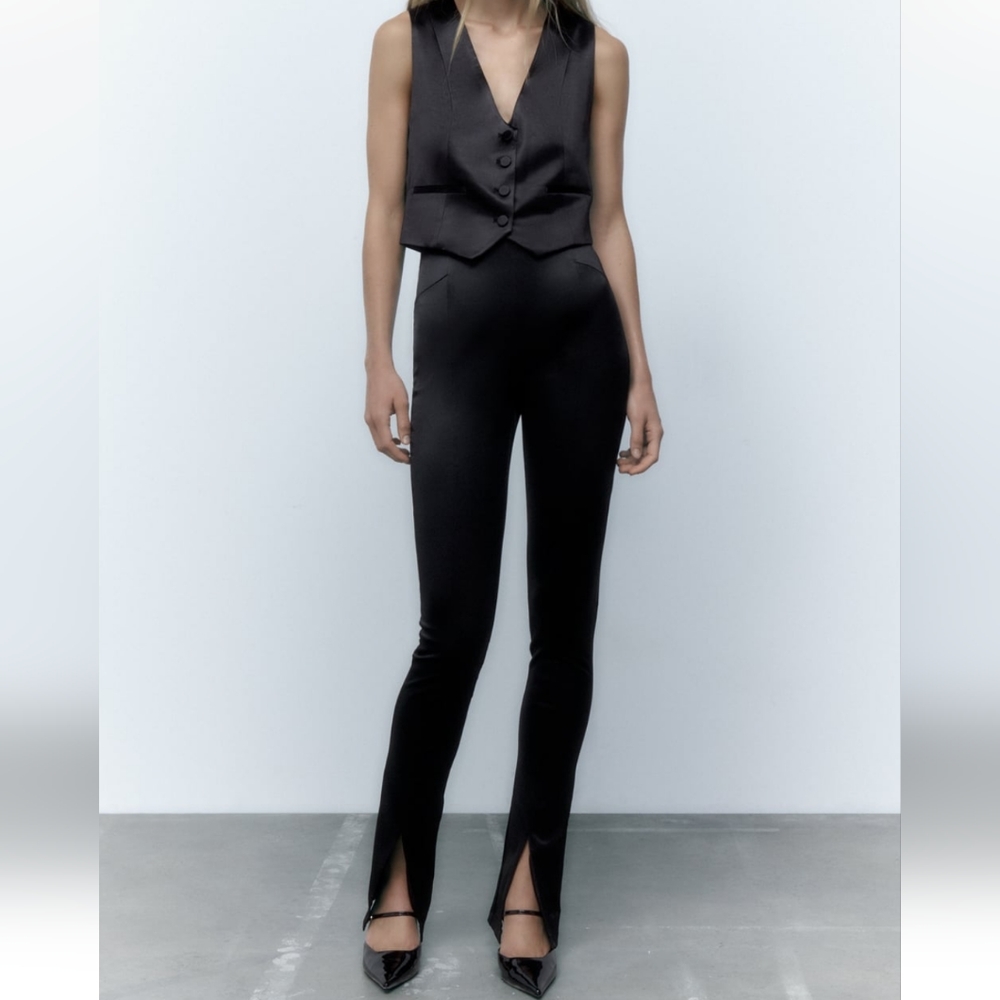 ZARA FLARED SATIN EFFECT LEGGINGS